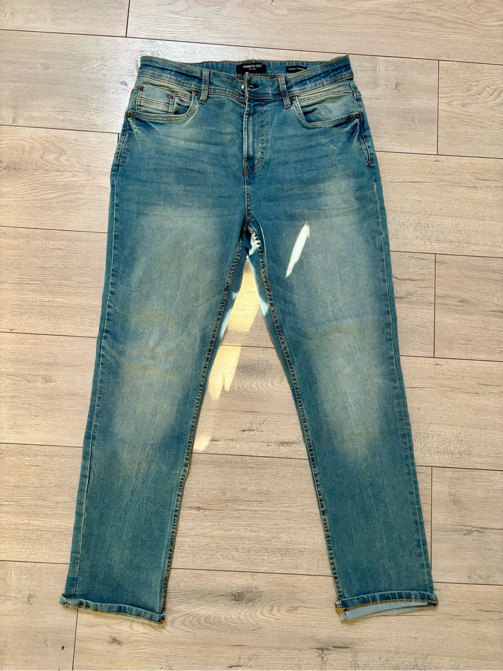 Kenneth Cole Men's Slim Jeans - Faded Blue Wash 32x30 Tapered